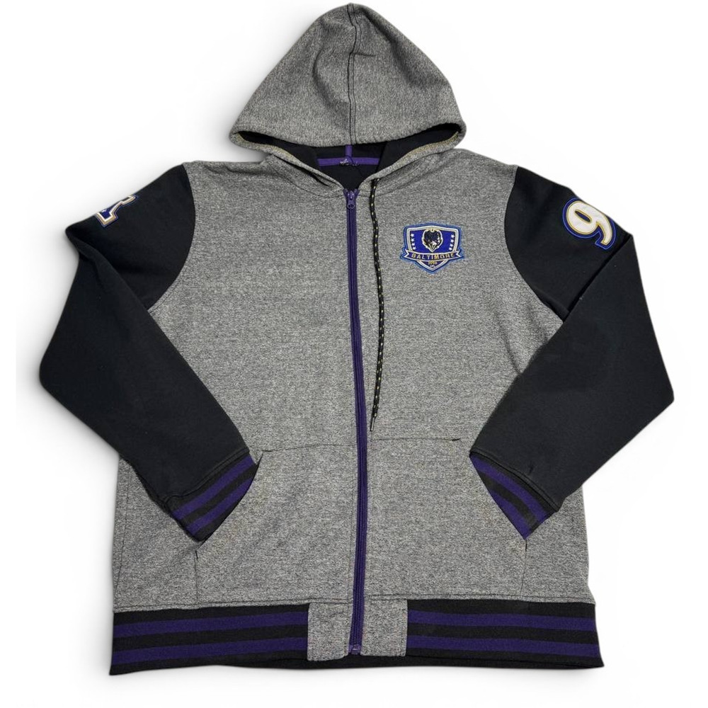 Baltimore Ravens Hoodie Zip Up Jacket Mens Large Gray Black NFL Team Logo